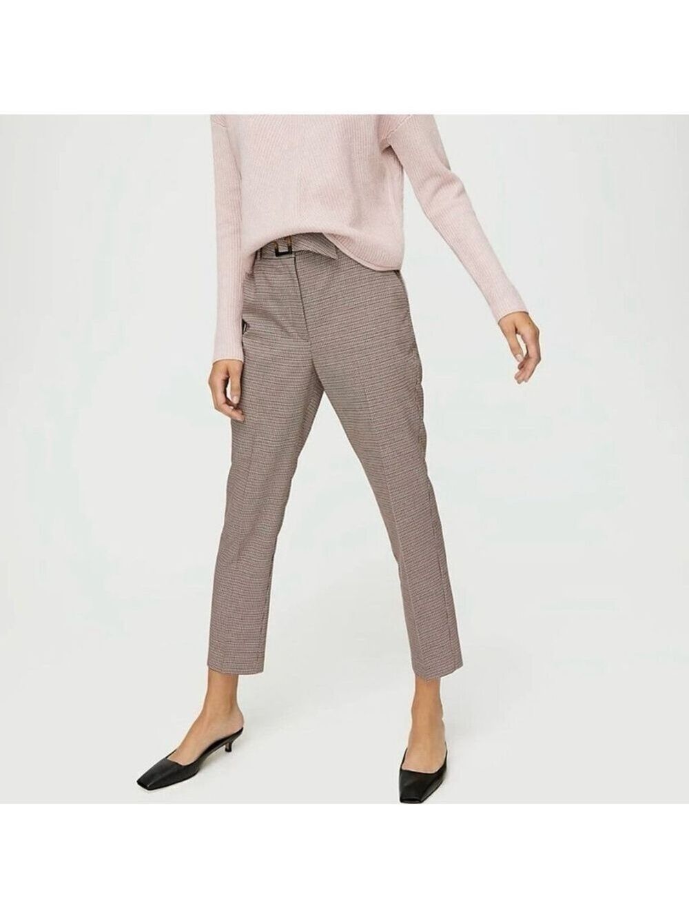 Babaton Walker Check Pant Beige/Red Houndstooth Size 4